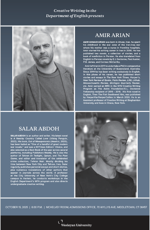 10/15 Russell House Reading Series: Amir Arian and Salar Abdoh